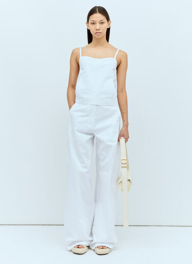 Sportmax 크롭 포플린 탑  화이트 spx0256005