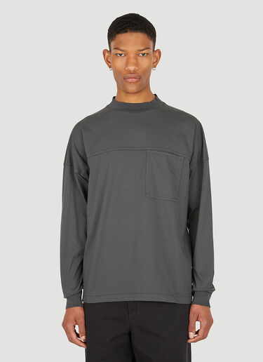 Lemaire Mock Neck Long Sleeve T-Shirt Grey lem0148020