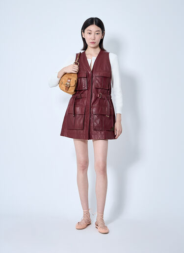 Leather Vest Chloé Leather Vest Burgundy chl0260039