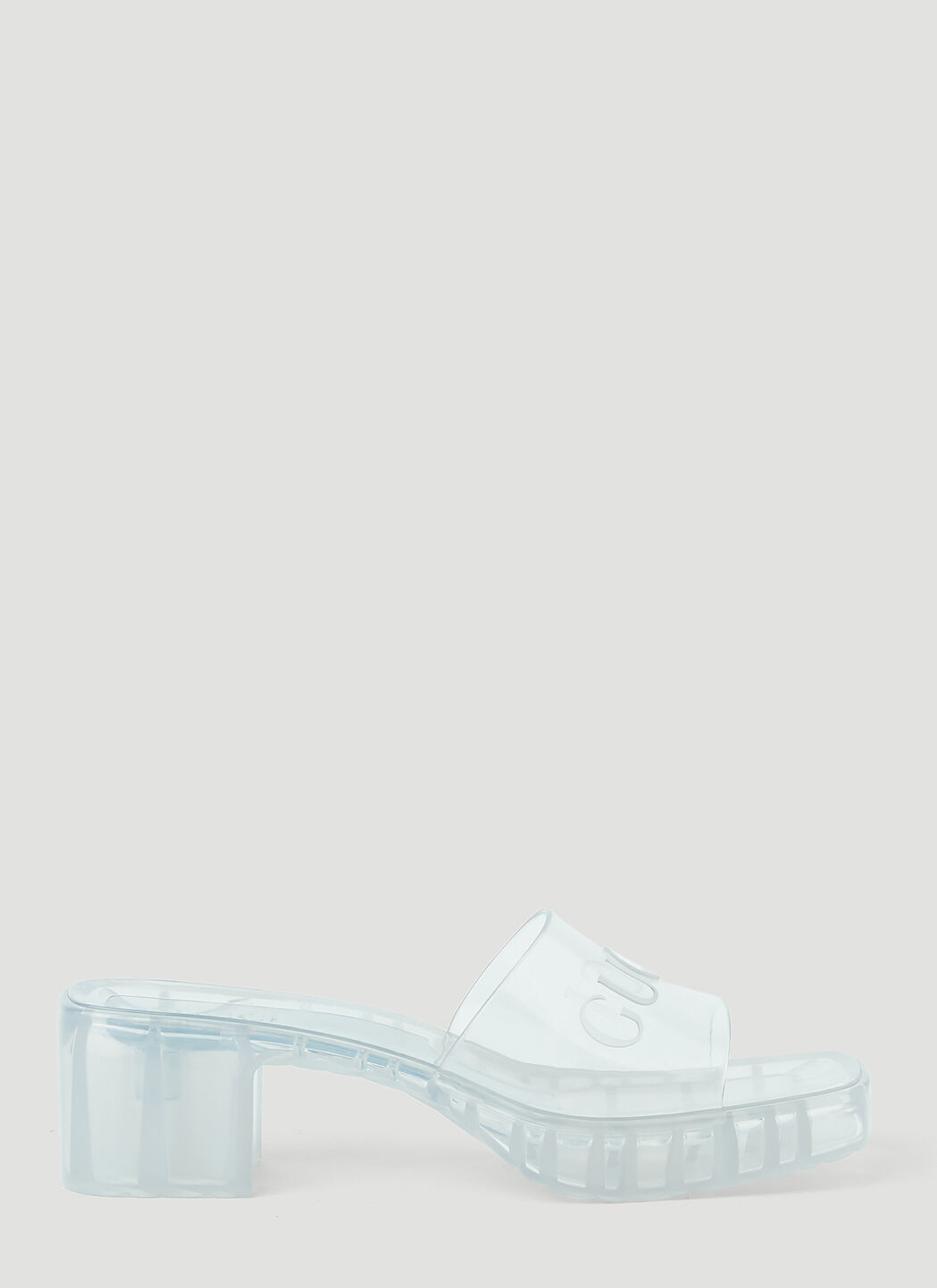 Gucci rubber logo best sale mules