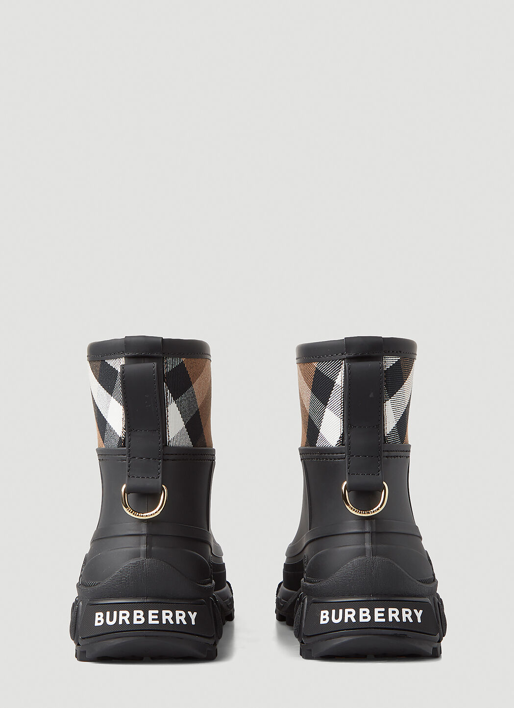 Burberry Women s Ryan Check Panel Rain Boots in Black LN CC