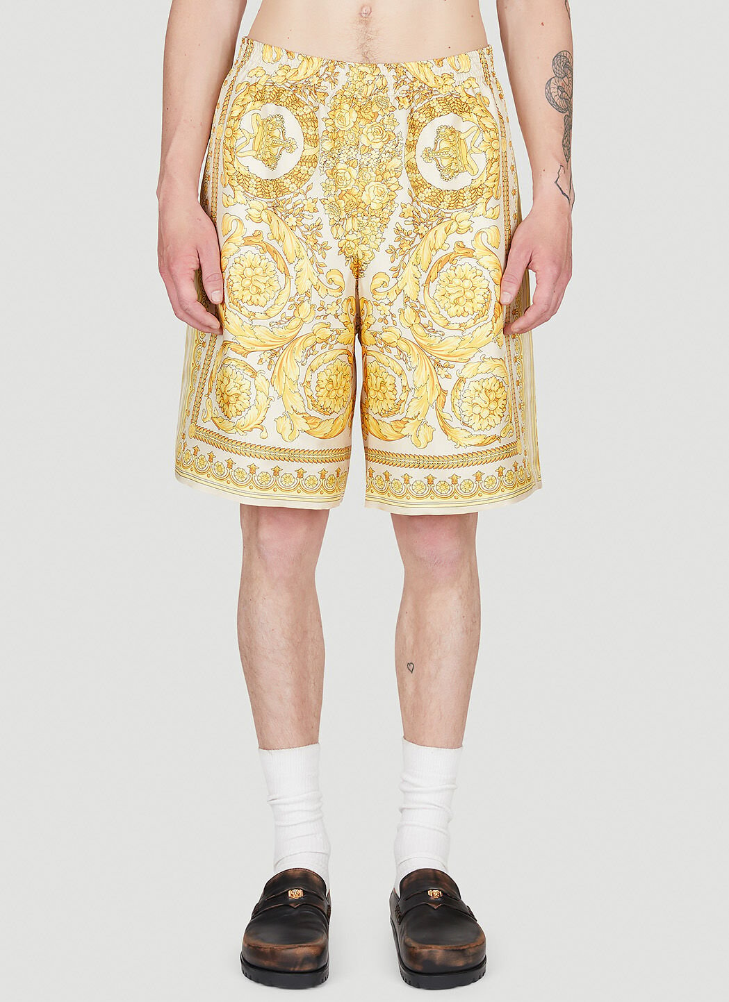 Versace Barocco 蚕丝短裤 白色 ver0154004