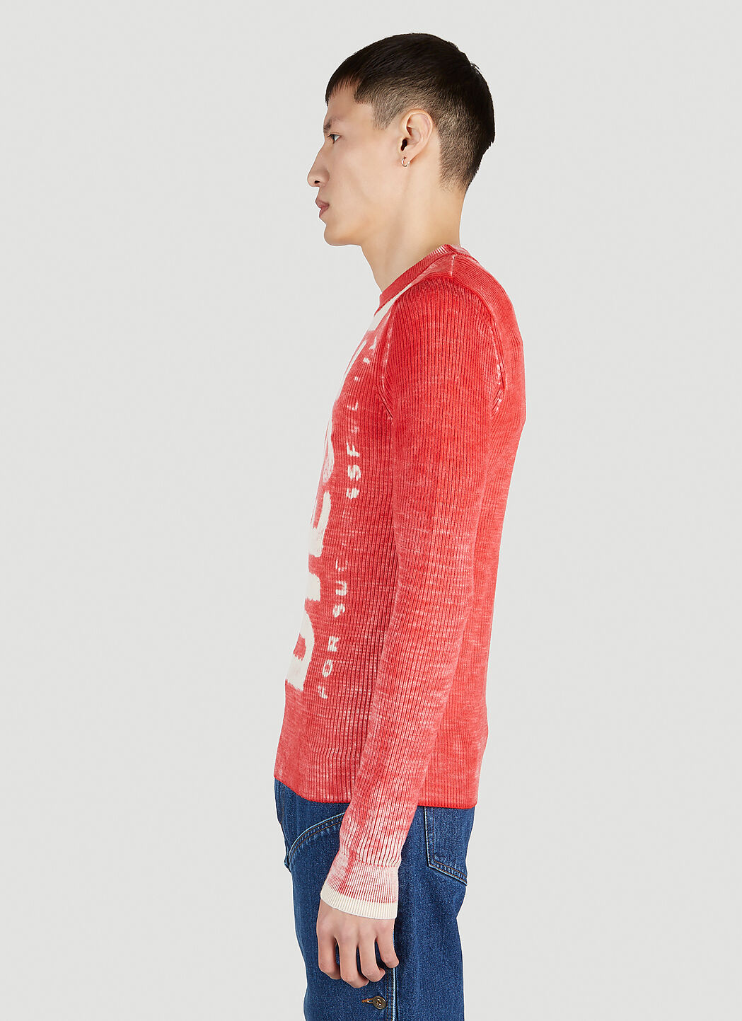 Diesel K-Atullus-Round Long-Sleeve Top in Red | LN-CC