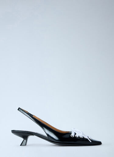 LN-CC® - Marni: Slingback Kitten Heel Pumps - Black Marni Slingback Kitten Heel Pumps Black mni0265017