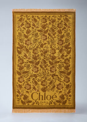 Chloé Logo Motif Beach Towel Yellow chl0261056