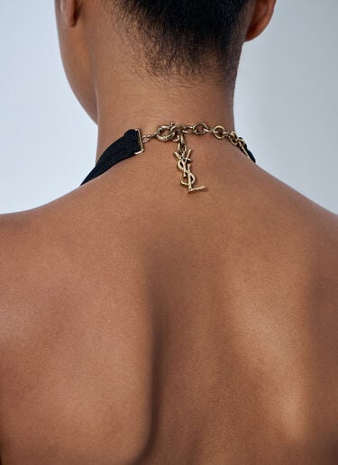LN-CC® - Saint Laurent: Halterneck Swimsuit - Black Saint Laurent Halterneck Swimsuit Black sla0263025