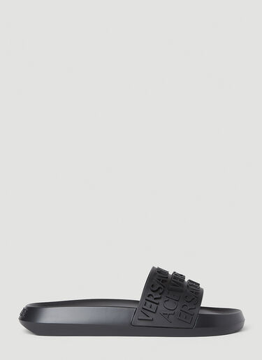 Versace Logo Embossed Slides Black ver0151028