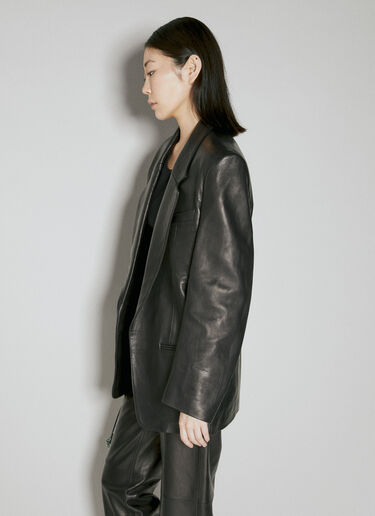 Drapey Oversized Leather Blazer Alexander Wang Drapey Oversized Leather Blazer Black awg0253027