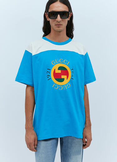 Gucci Logo Print T-Shirt Blue guc0153060