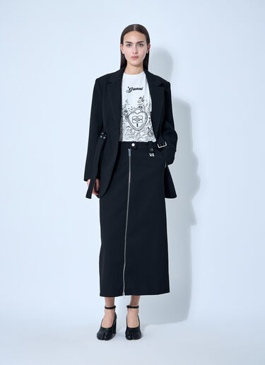 GANNI Bonded Crepe Midi Skirt Black gan0260007