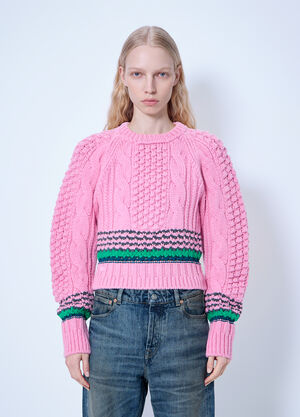 Lacoste Runway Striped Textured Wool Sweater Pink lac0266001