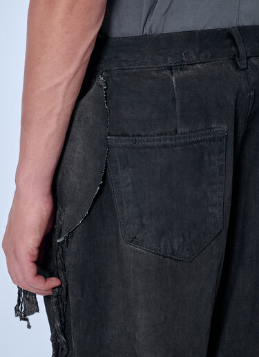 LN-CC® - Rick Owens DRKSHDW: Shredded Denim Slivered Bootcut Jeans - Dark Grey Rick Owens DRKSHDW Shredded Denim Slivered Bootcut Jeans Dark Grey drk0166008