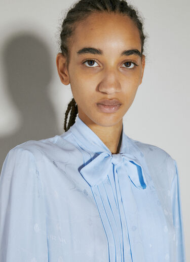 Logo Jacquard Silk Shirt Prada Logo Jacquard Silk Shirt Blue pra0254003