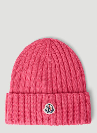 Moncler 로고 패치 비니 햇 핑크 mon0252061
