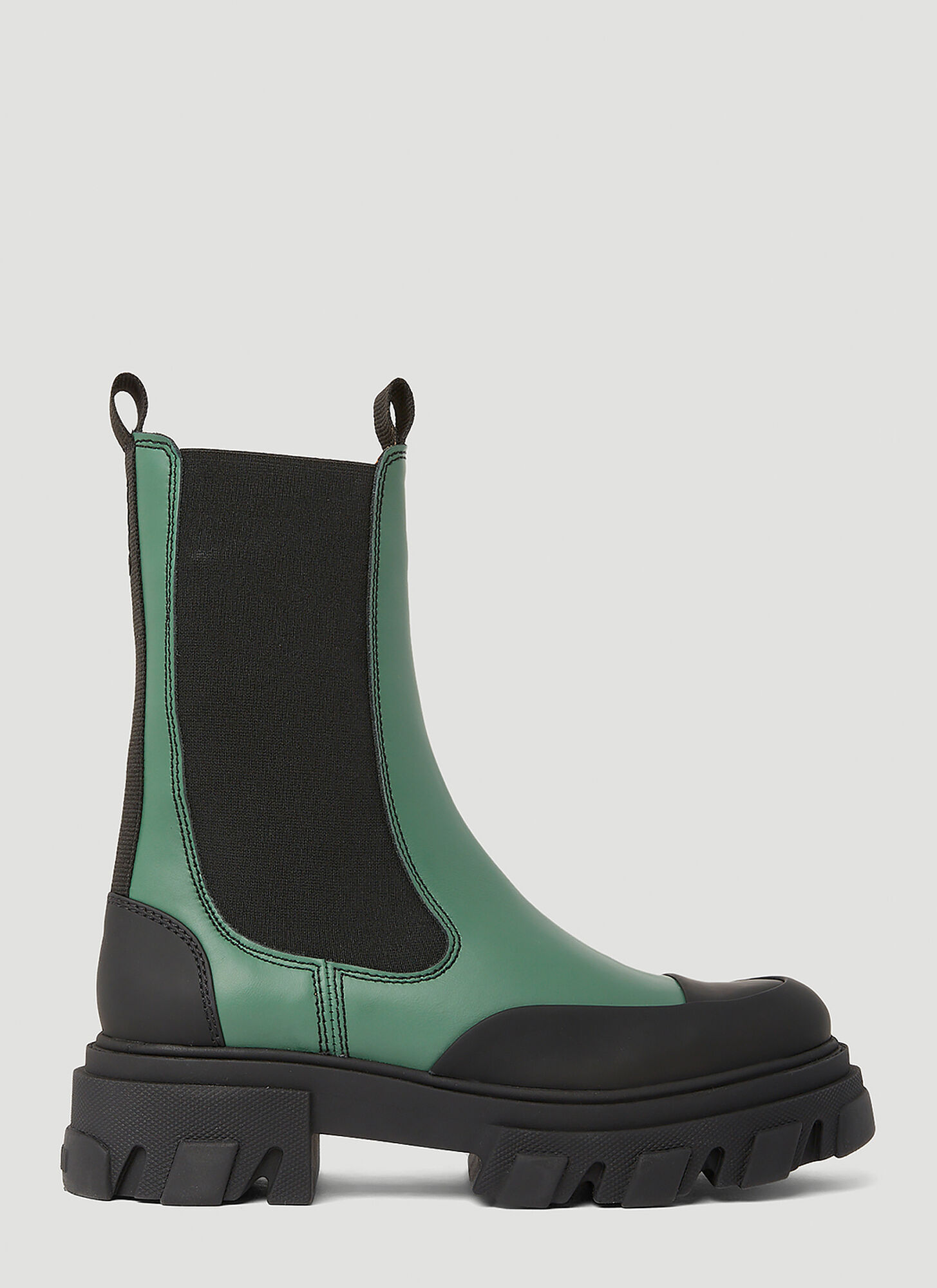 Shop Ganni Mid Calf Chelsea Boots In Green