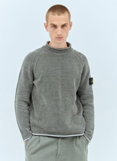 Stone Island 로고 패치 스웨터  그린 sto0158036