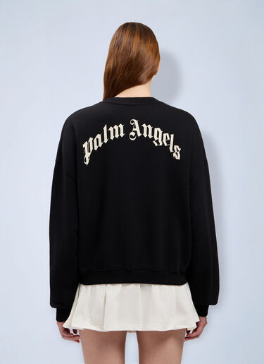 Palm Angels Curved Logo Crop Sweatshirt Black pma0264175