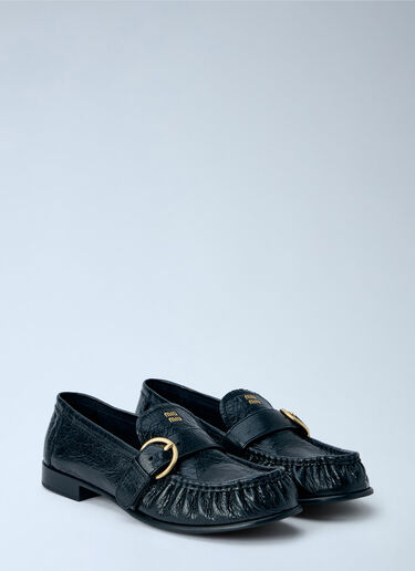 LN-CC® - Miu Miu: Leather Loafers with Buckle Detail - Black Miu Miu Leather Loafers with Buckle Detail Black miu0266047