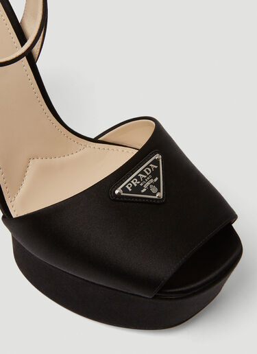 Prada Logo Plaque Heel Sandals Black pra0250005
