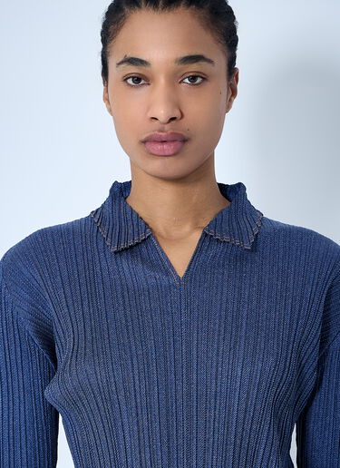 Pleats Please Issey Miyake Pleated Polo Shirt Blue plp0260013