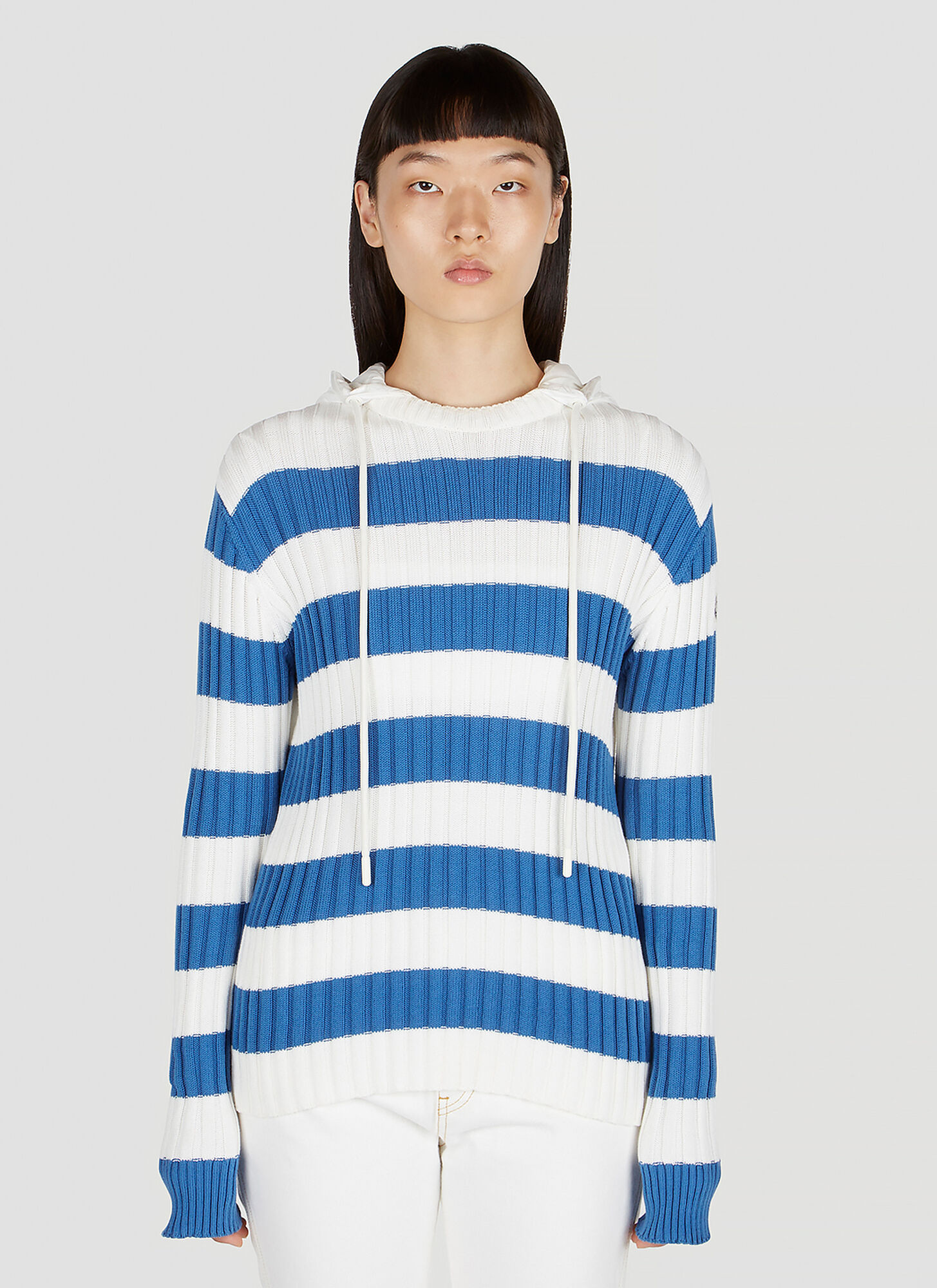 Shop Moncler Striped Hooded Sweater