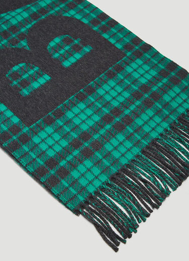 Logo Motif Tartan Scarf Balenciaga Logo Motif Tartan Scarf Green bal0143055