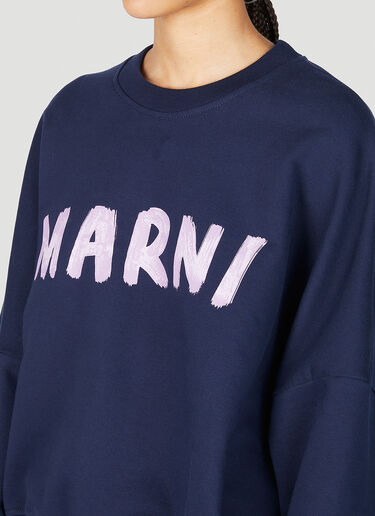 Marni Logo Print Sweatshirt Blue mni0255006