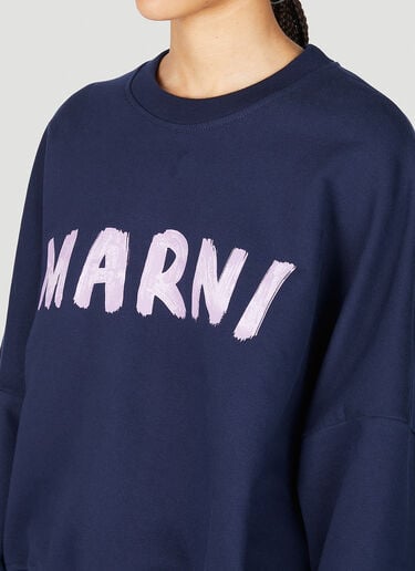 Marni Logo Print Sweatshirt Blue mni0255006