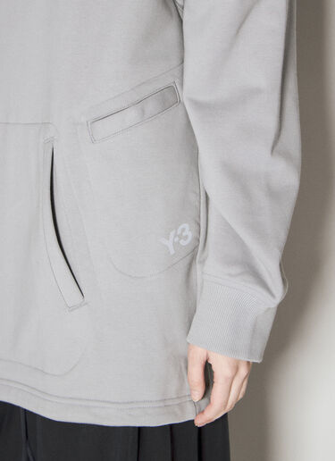 Y-3 Logo Applique Hooded Sweatshirt Grey yyy0356011