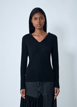 Yohji Yamamoto Lace-Up Wool Sweater Black yoy0262006
