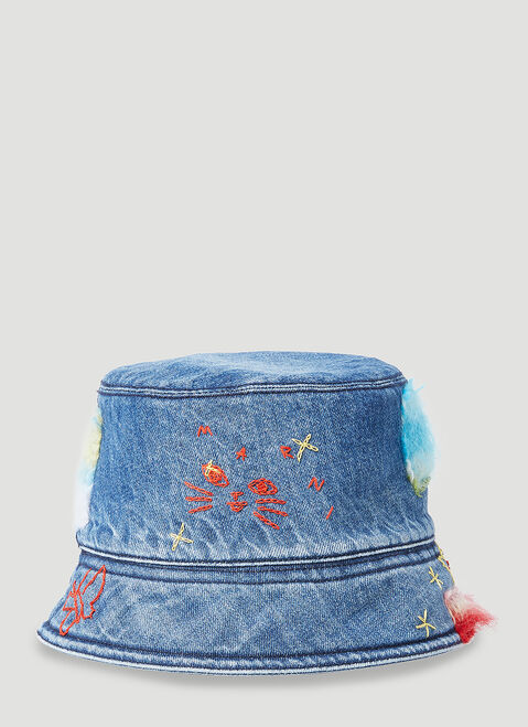 Marni Mohair-Patches Bucket Hat Blue mni0255004