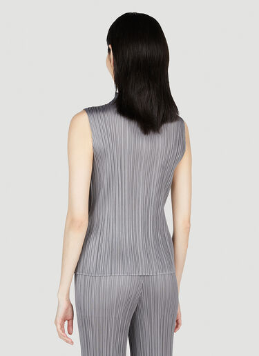 Pleats Please Issey Miyake Pleated Mock Neck Top Grey plp0253017