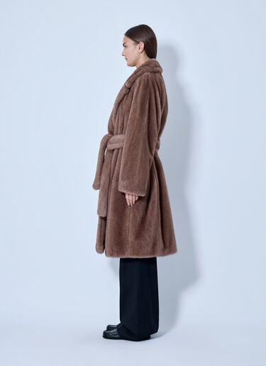 LN-CC® - Max Mara: Faux Fur Belted Coat - Beige Max Mara Faux Fur Belted Coat Beige max0266112