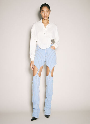 Mugler Buckled Chaps Skinny Jeans Blue mug0258013