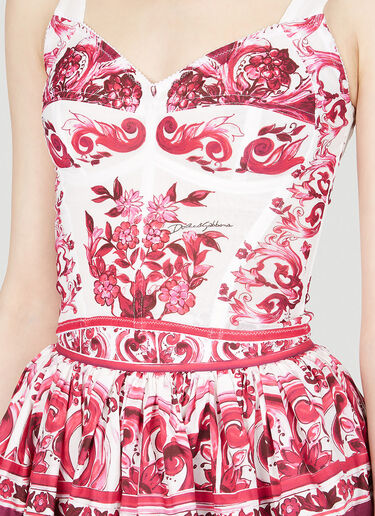Dolce & Gabbana 锡釉陶印花紧身胸衣上衣 白色 dol0253015