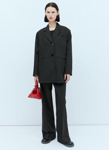 GANNI Pinstripe High-Rise Suit Pants Black gan0254001