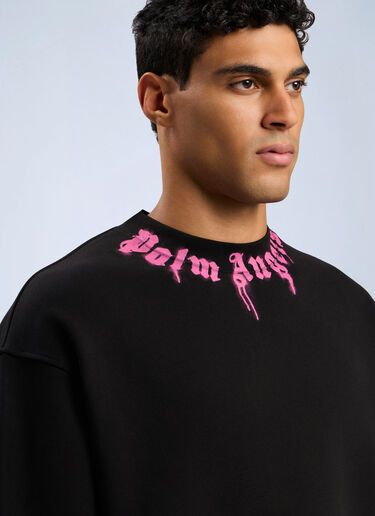 Neck Logo Crew Sweatshirt Palm Angels Neck Logo Crew Sweatshirt Black pma0162013