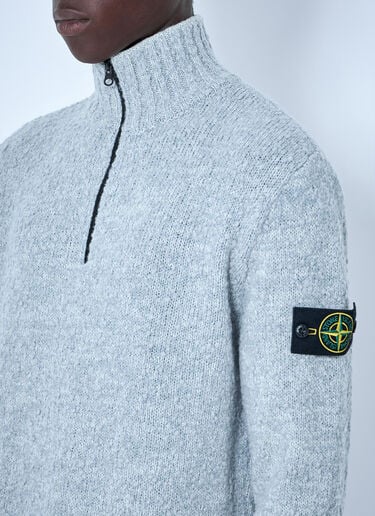 LN-CC® - Stone Island: Half-Zip Wool Sweater - Blue Stone Island Half-Zip Wool Sweater Blue sto0165014