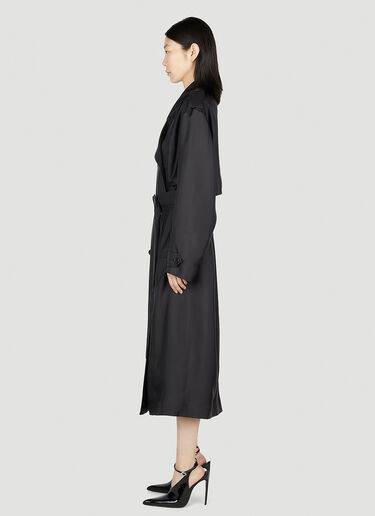 Saint Laurent Satin Trench Coat Black sla0251046