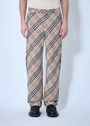 Burberry Check Linen-Blend Pants Beige bur0159017
