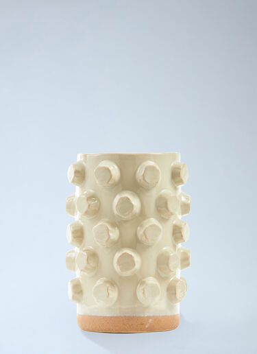 Textured Ceramic Cylinder Vase POLSPOTTEN Textured Ceramic Cylinder Vase Beige wps0692205