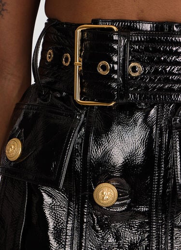 Balmain Patent Leather Mini Skirt Black bln0253008