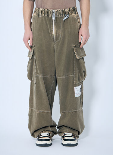 Maison Mihara Yasuhiro Loose Satin Cargo Trousers Khaki mmy0158011