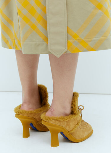 Burberry Suede And Shearling Heeled Mules Yellow bur0254050