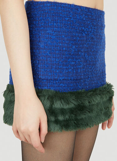 Saint Laurent Faux Fur Trim Mini Skirt Blue sla0246019