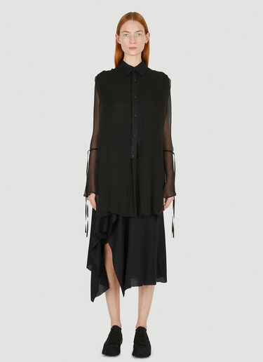 Yohji Yamamoto 타이 잠금 시어 셔츠 블랙 yoy0250001
