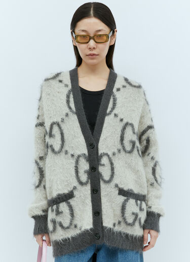 Gucci Reversible GG Mohair-Blend Cardigan Grey guc0255021