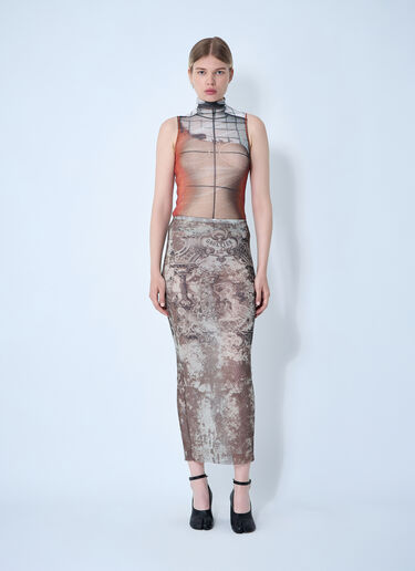 Jean Paul Gaultier 파이어 메시 탱크 탑 오렌지 jpg0261007