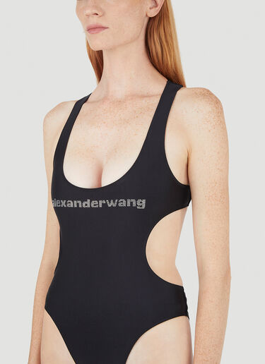 Alexander Wang Crystal Logo Repeat Cut-Out Swimsuit Black awg0245035