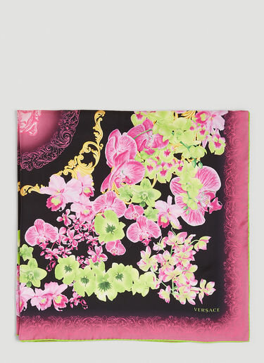 Versace Floral Print Silk Scarf Pink vrs0251065